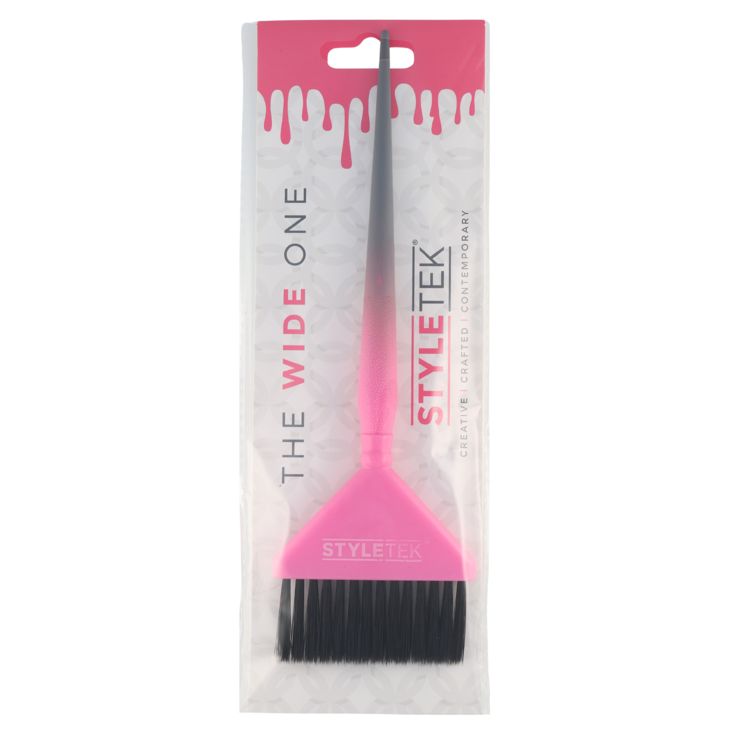 Styletek Wide Hair Coloring Brush Ombre Long Handle (Pink/Gray)