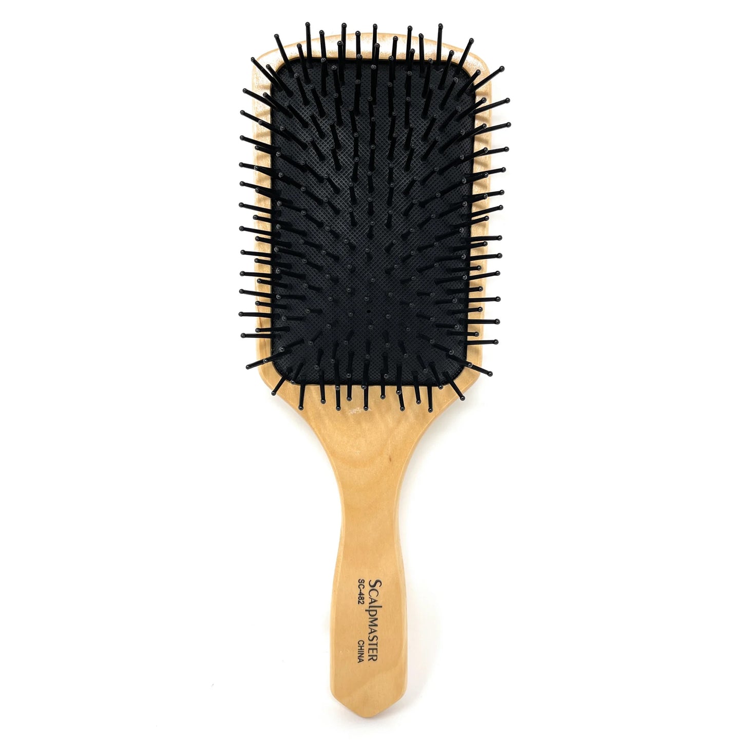 Scalpmaster 13-Rows Wood Rectangular Cushioned Paddle Hair Brush Flat Back Drying And Styling  1 Pc.