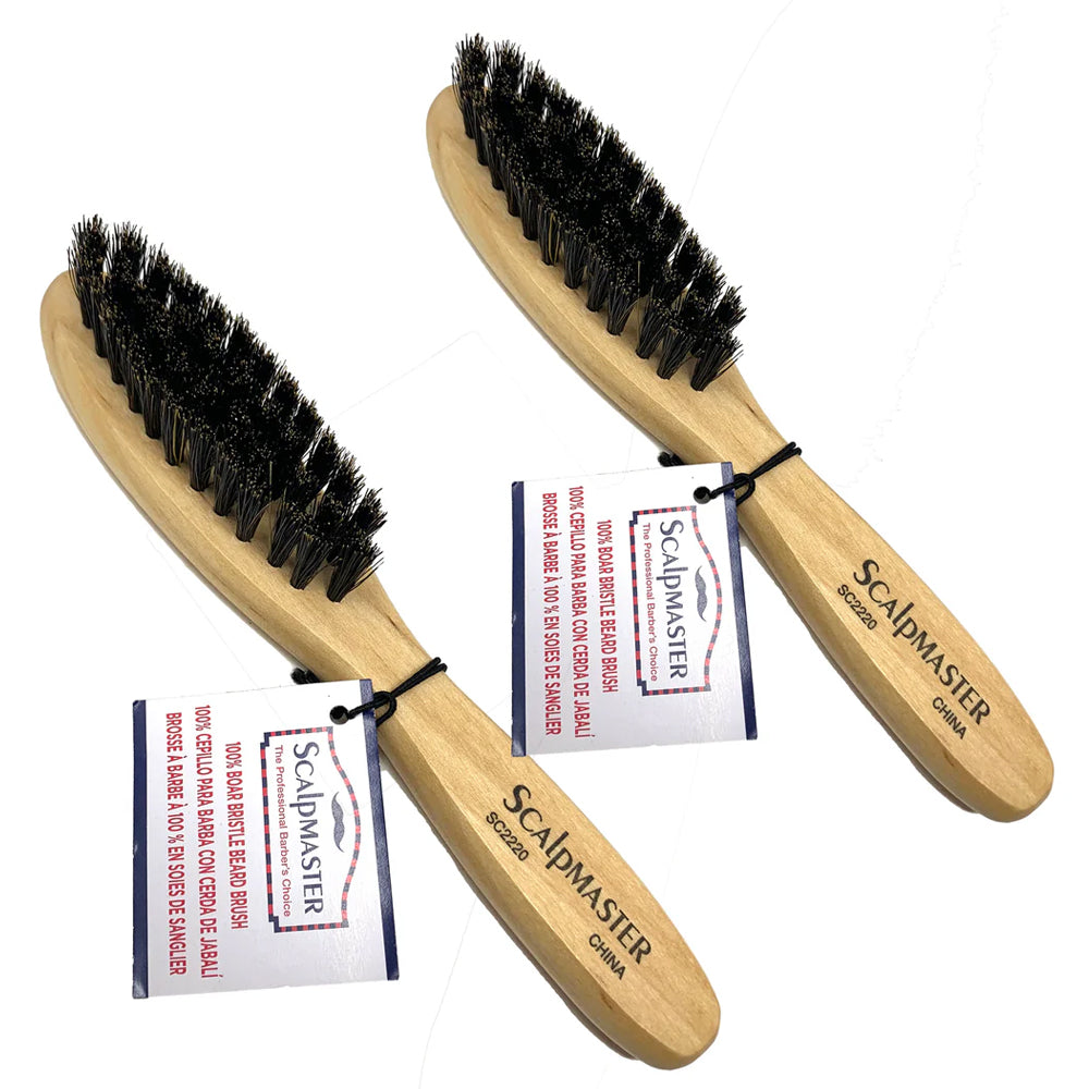 Scalpmaster 100% Boar Bristle Beard Brush Hair Brush Clipper Brush 2 pk.