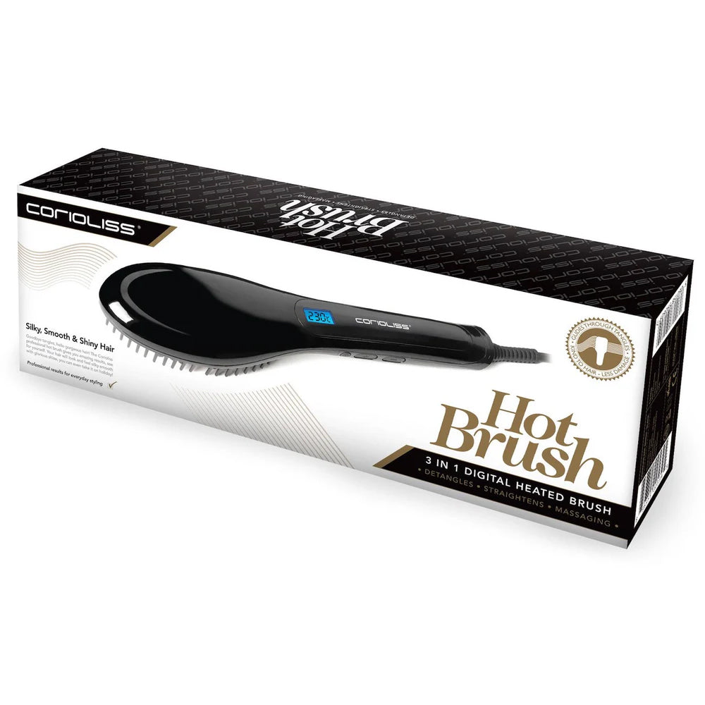 Corioliss Hair Straightening Hot Brush. 3-IN-1 Detangles 1 Count