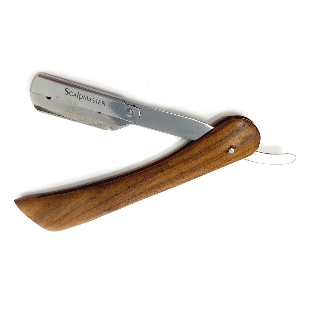 Scalpmaster Wooden Handle Straight Edge Razor