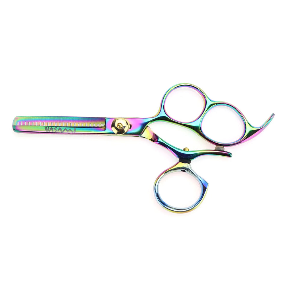 Hasami 5 In. Hair Cutting Thinning Scissors Righty Thinning Shears Set Titanium Finish  I50-R