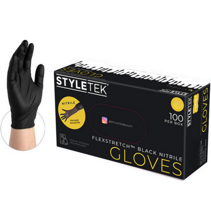 Styletek Black Powder Free Nitrile Glove, Large