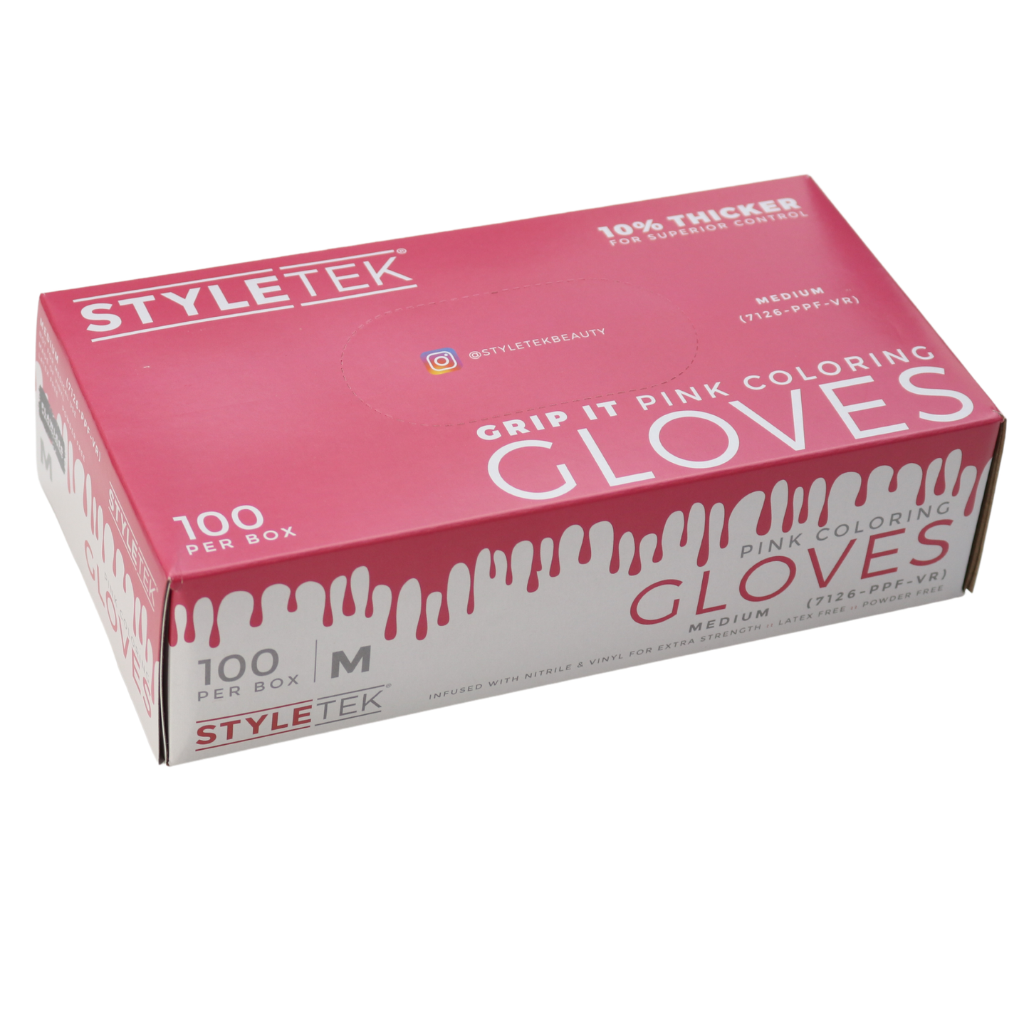 Styletek Pink Powder Free Vinyl Glove, Medium