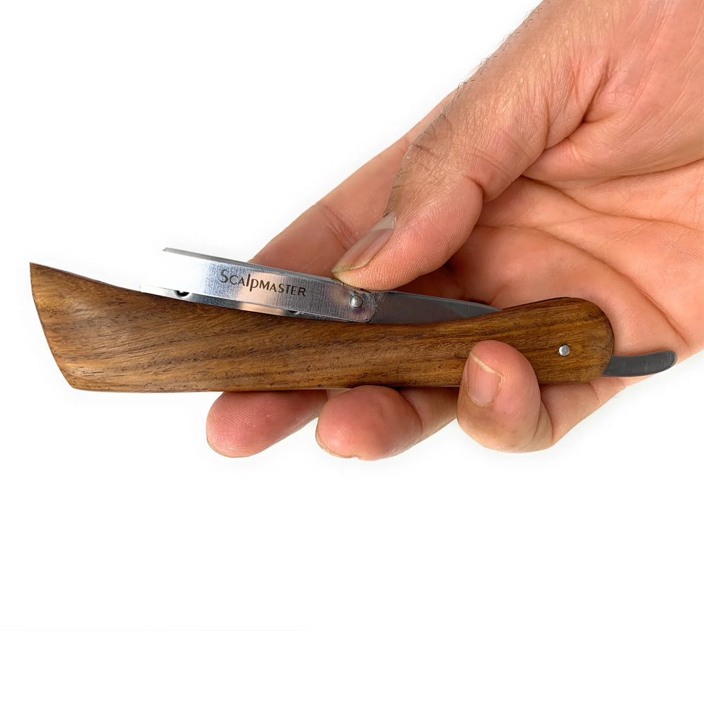 Scalpmaster Wooden Handle Straight Edge Razor