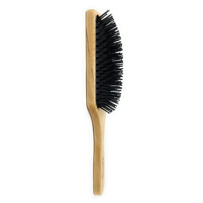 Scalpmaster 13-Rows Wood Rectangular Cushioned Paddle Hair Brush Flat Back Drying And Styling  1 Pc.