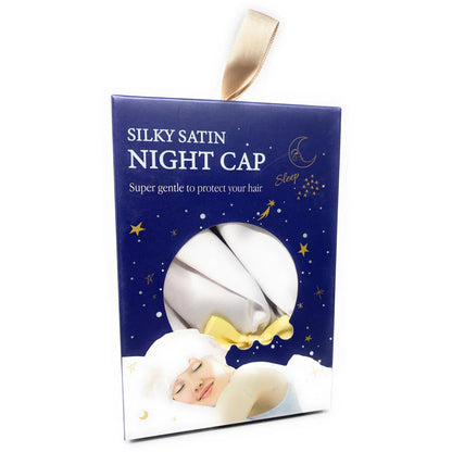 Kingsley Silky Satin Night Cap Sleeping Hats Sleep Bonnets Silver