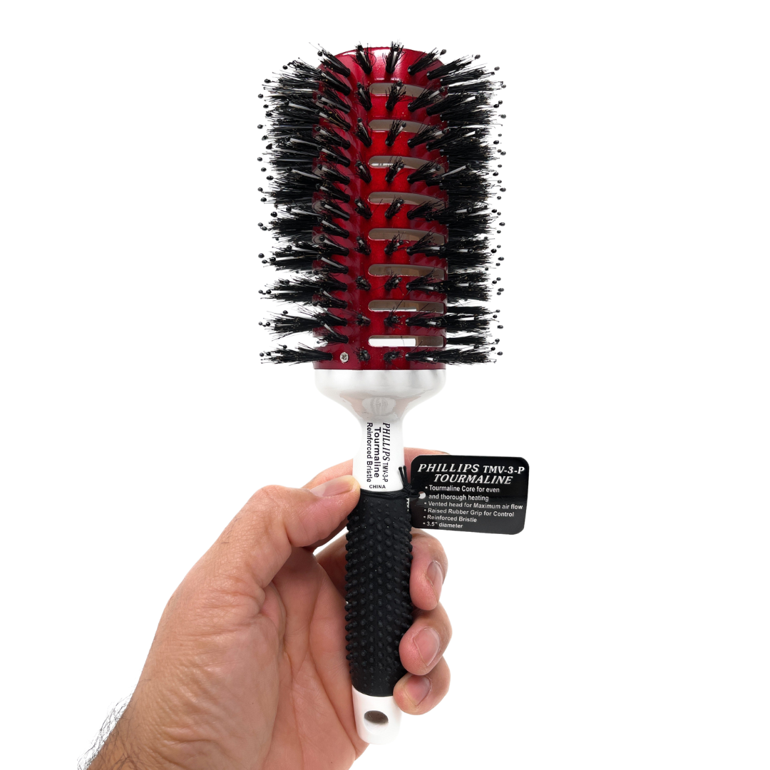 Phillips Vent Barrel Hair Brush - Boar Bristles, Tourmaline, Rubber Grip