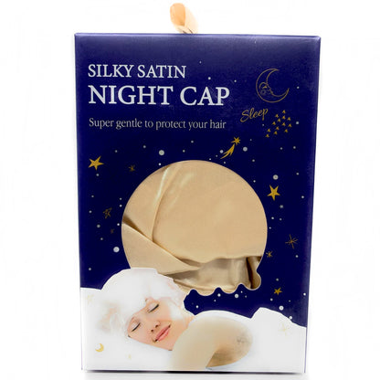 Kingsley Silky Satin Night Cap Sleeping Hats Sleep Bonnets Gold