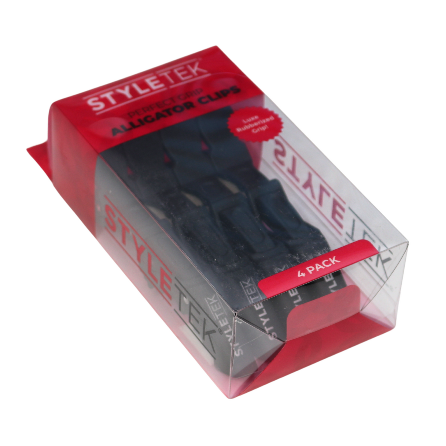 Styletek Perfect Grip Alligator Clips, Black Rubberized, 4 Clips