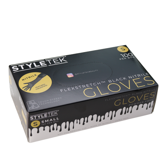 Styletek Black Powder Free Nitrile Glove, Matte Finish- Small