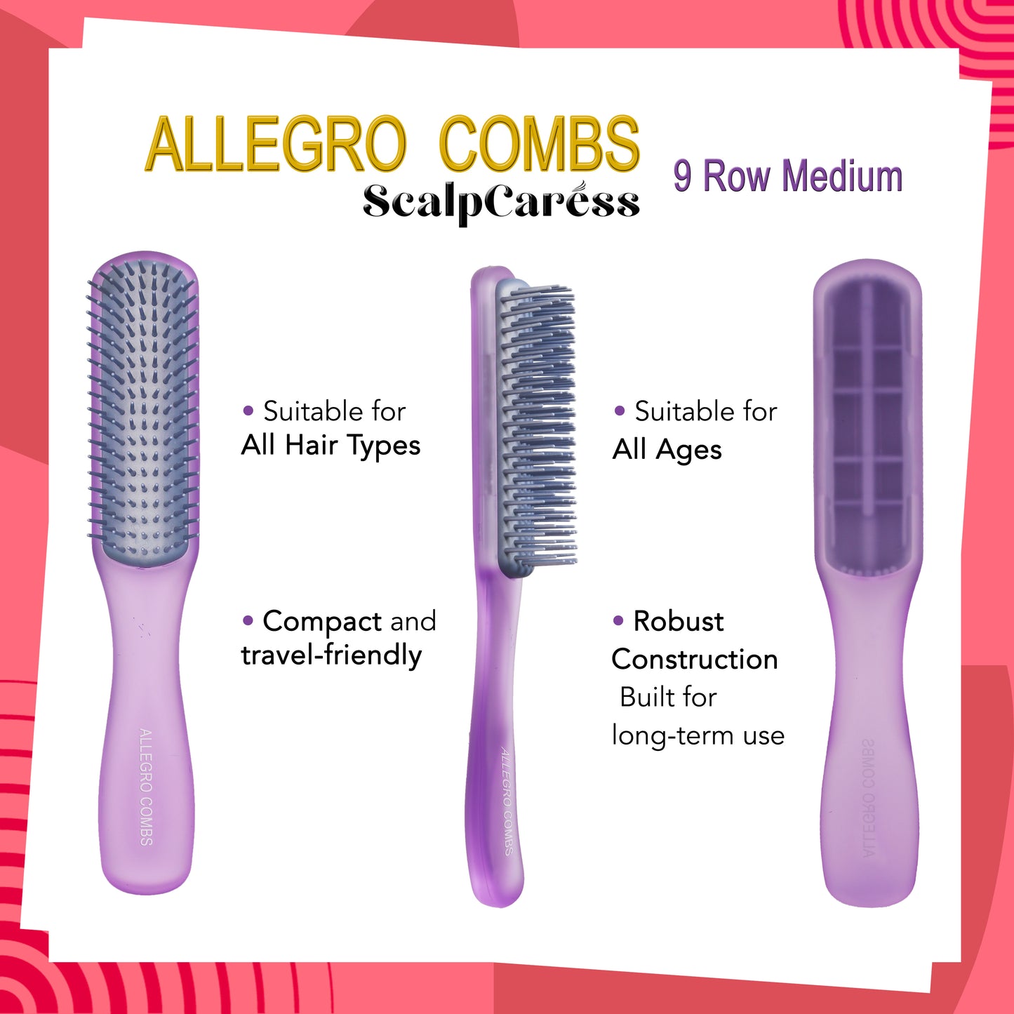 Allegro Combs ScalpCaress: Detangler Hair Brush