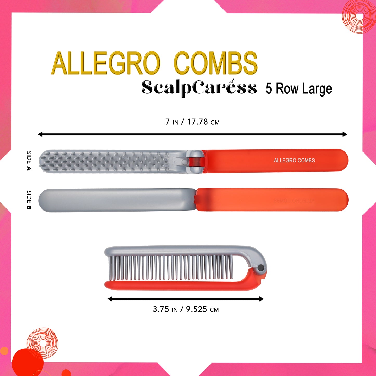 Allegro Combs ScalpCaress Mini Foldable Hairbrush