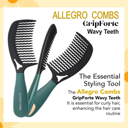 Allegro Combs Gripforte Wide Wavy Tooth Comb - Detangler For Curly Hair