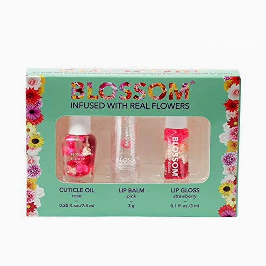 Blossom Scented Cuticle Oil, Color-Changing Lip Balm, Mini 3 Pc. Set