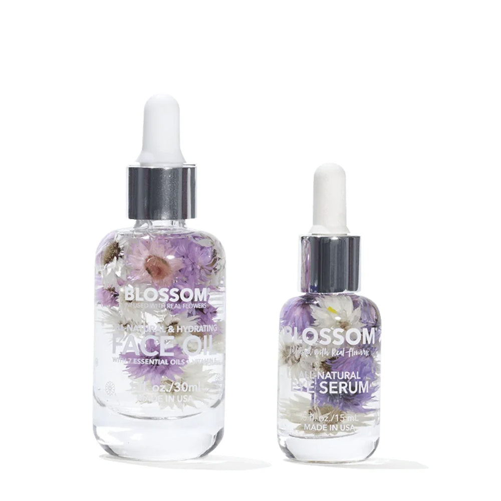 Blossom All-Natural Eye Serum and Face Oil All Natural Vegan Oils 2 Piece