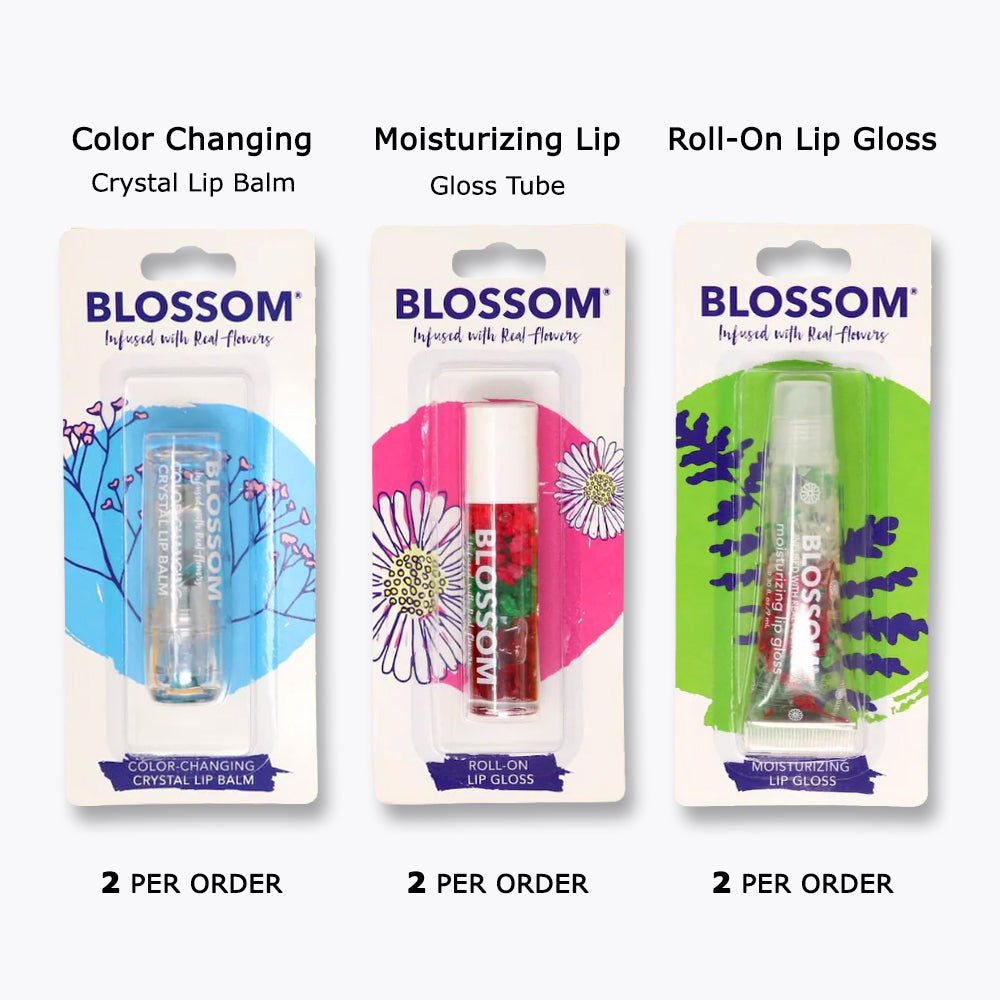 Blossom Color-Changing Crystal Lip Balm, Moisturizing Lip Gloss Roll-On Lip Gloss 2 Pc.