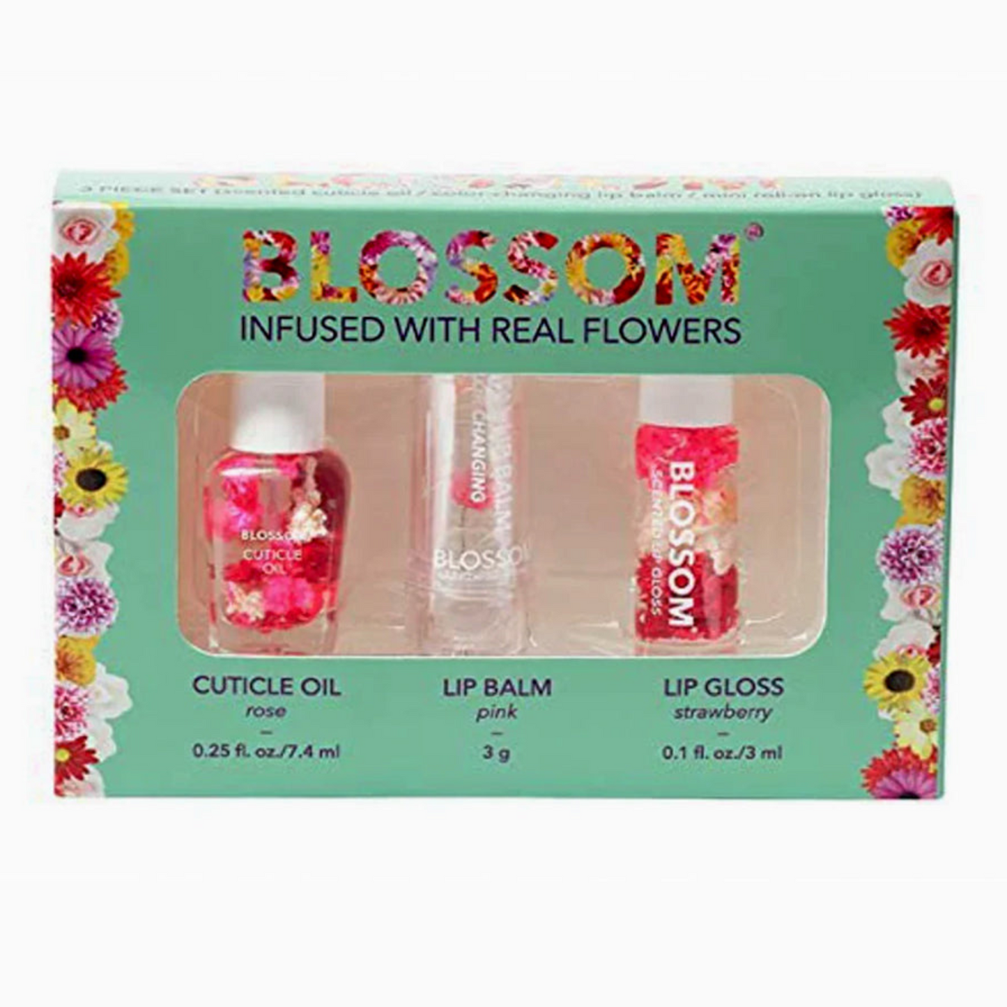 Blossom Scented Cuticle Oil, Color-Changing Lip Balm, Mini 3 Pc. Set