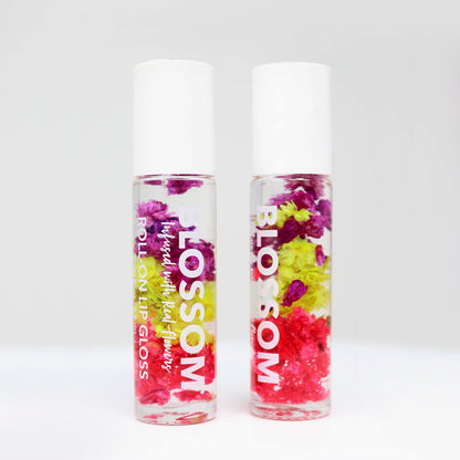 Blossom Roll-On Lip Gloss Infused with Flowers Rollerball Lip Gloss 2 pk