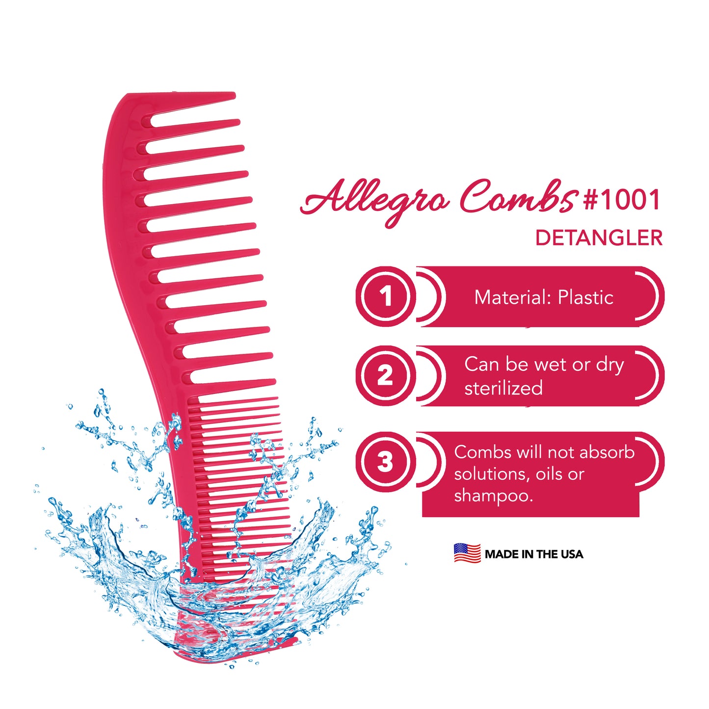 Allegro Combs 1001 Wide Tooth Hair Combs Space Tooth 2 Count