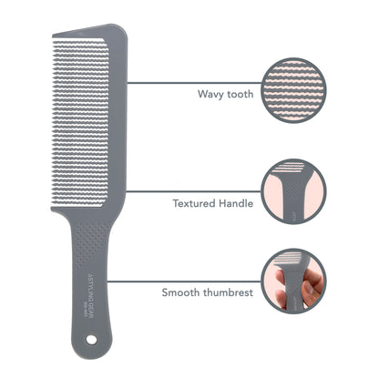 Styling Gear 401 XL Clipper Comb for Flattop Haircuts, Wavy Teeth, Gray, 2 Count