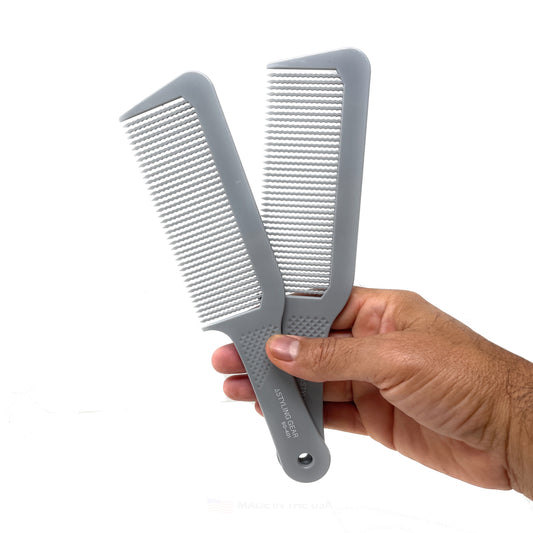 Styling Gear 401 XL Clipper Comb for Flattop Haircuts, Wavy Teeth, Gray, 2 Count