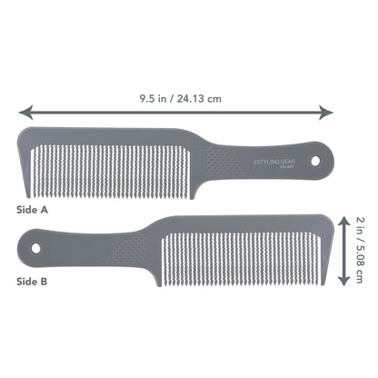 Styling Gear 401 XL Clipper Comb for Flattop Haircuts, Wavy Teeth, Gray, 2 Count