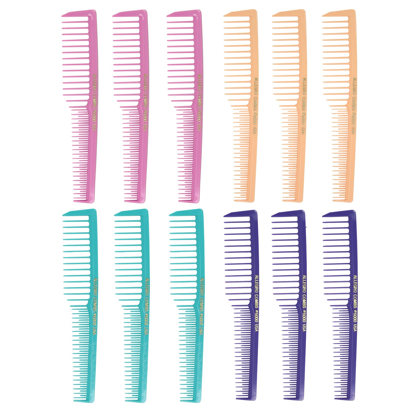 Allegro Combs #6000 Wide Tooth Teasing Vented Hair Combs 12 Cunt