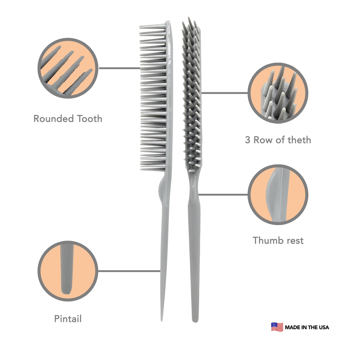 Allegro Combs 60 Parting 3-Row Combs With Rattail 2 Count