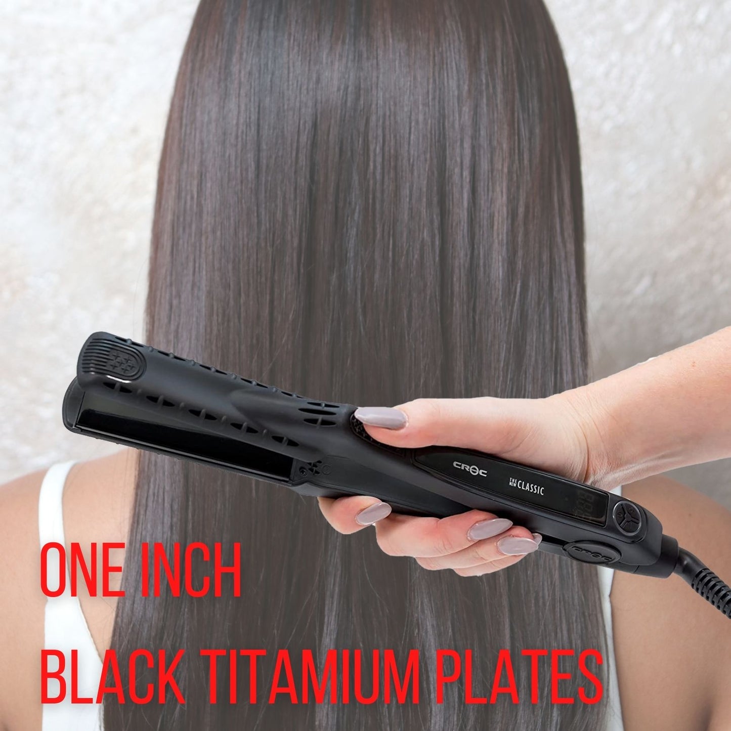 CROC Flat Iron Hair Straightener  Floating Plates, Dual Voltage, Heats Up to 450℉