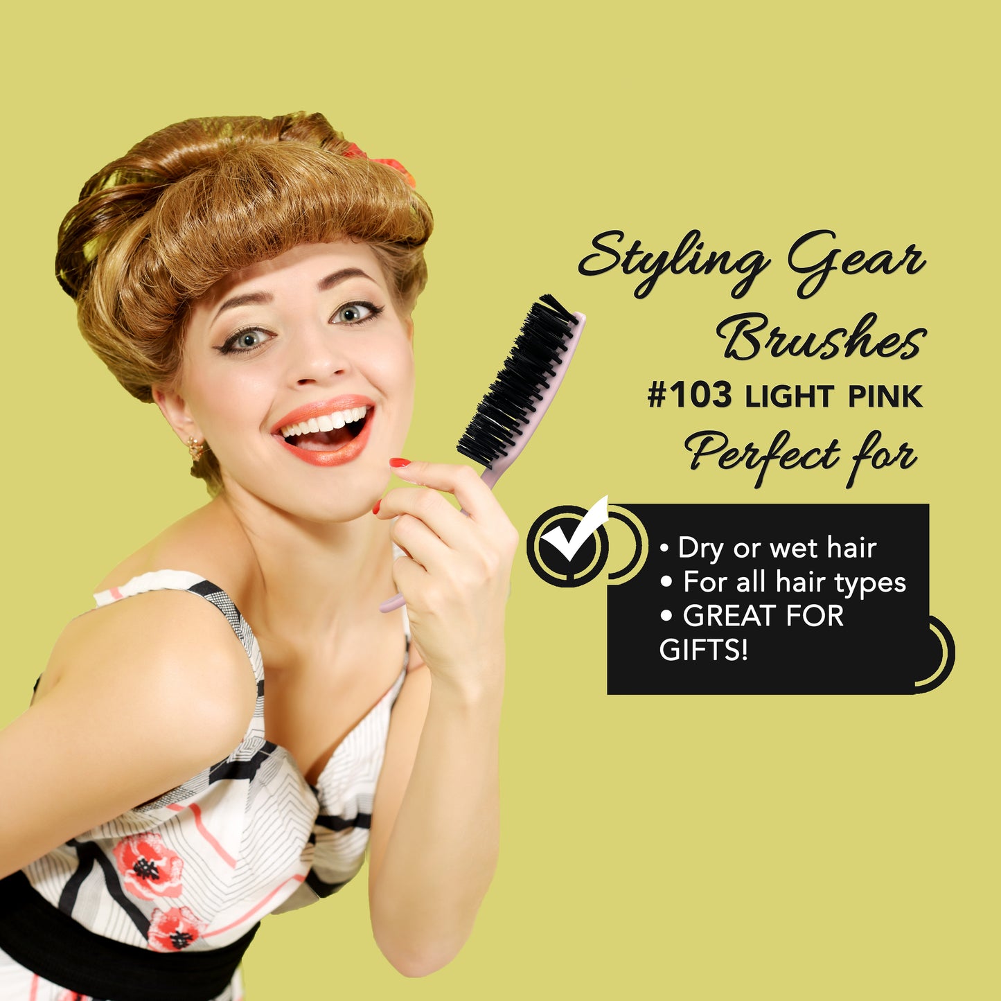 Styling Gear 7-Row Hair Brush with Nylon Bristles - 2 Pack