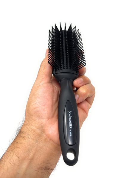 Scalpmaster Rubberized Base Hair Brush Styling For Curly Wavy Hair Black 1 Pc.