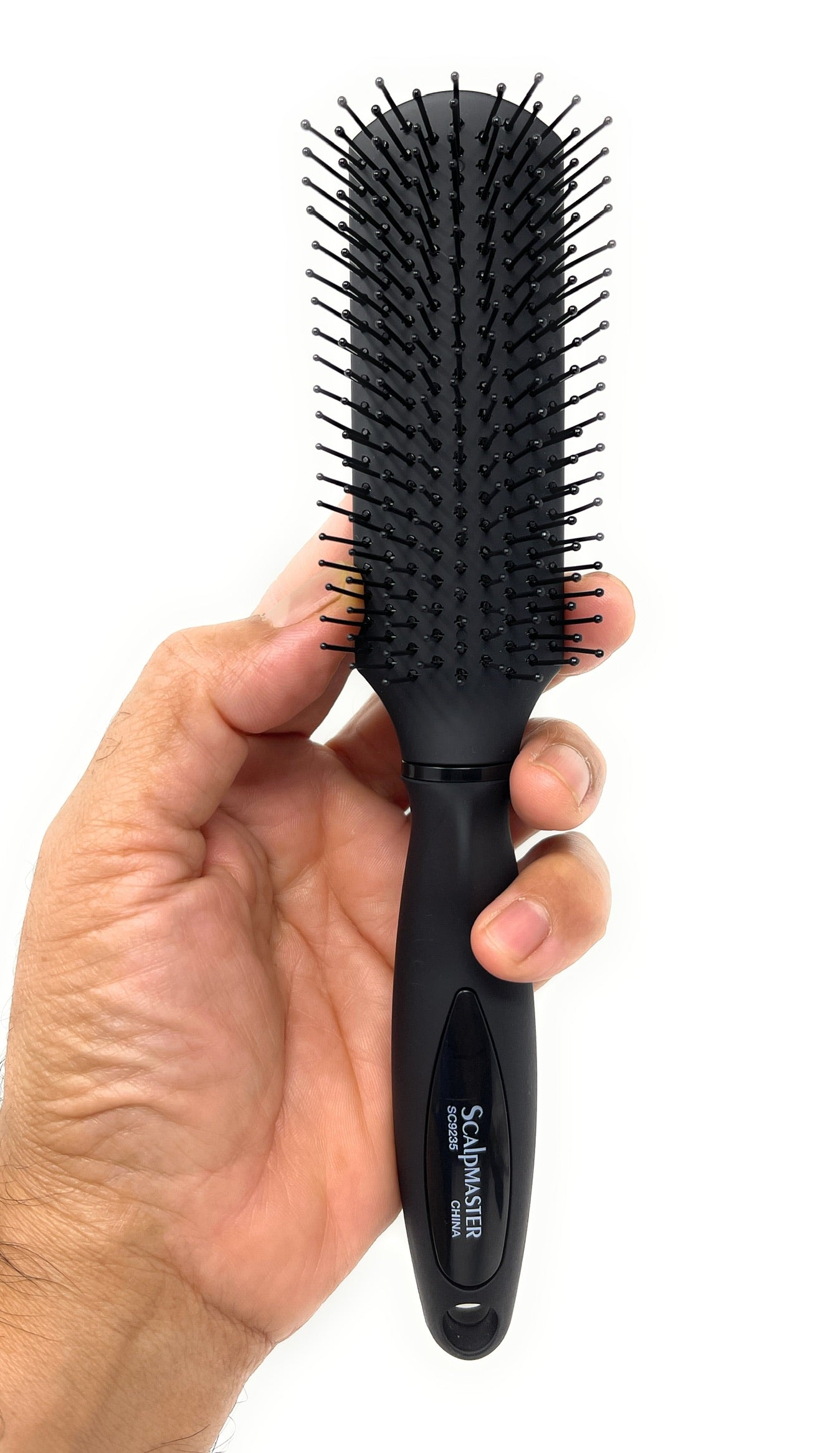 Scalpmaster Rubberized Base Hair Brush Styling For Curly Wavy Hair Black 1 Pc.