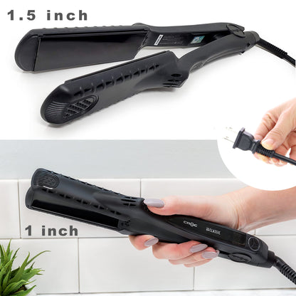 CROC Flat Iron Hair Straightener  Floating Plates, Dual Voltage, Heats Up to 450℉