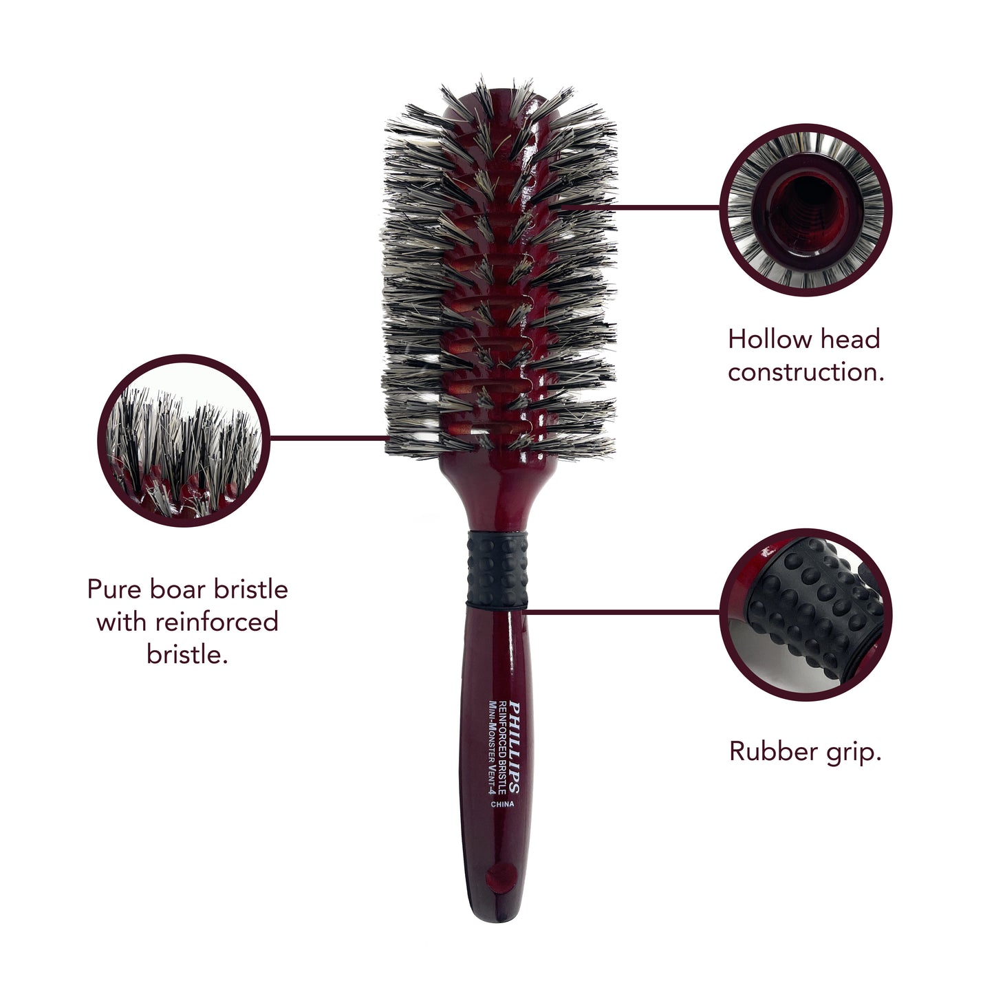 Phillips Brush Monster Vent Barrel Hair Brush - Wood Handle